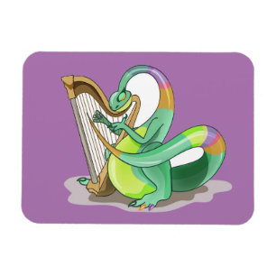 Ímã Ilustração De Um Plateossauro Jogando A Harpa.