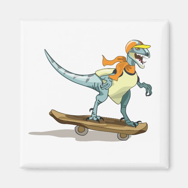 Imã Ilustração De Um Skate De Raptor. (Frente)