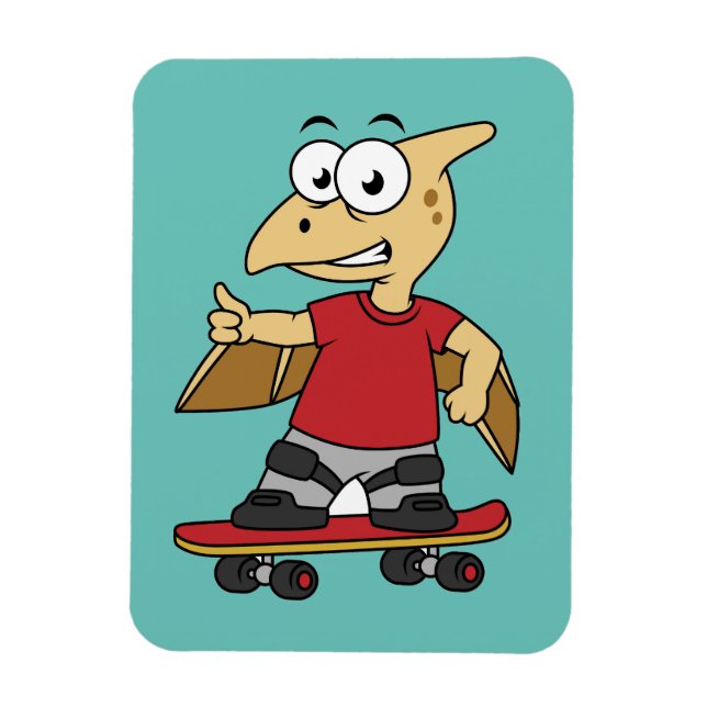 Ímã Ilustração De Um Skate Pterossauro. (Vertical)