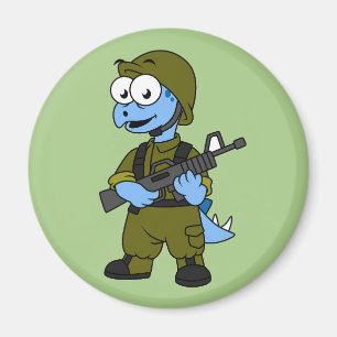 Imã Ilustração De Um Soldado De Stegossauro.