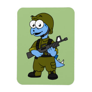 Ímã Ilustração De Um Soldado De Stegossauro.
