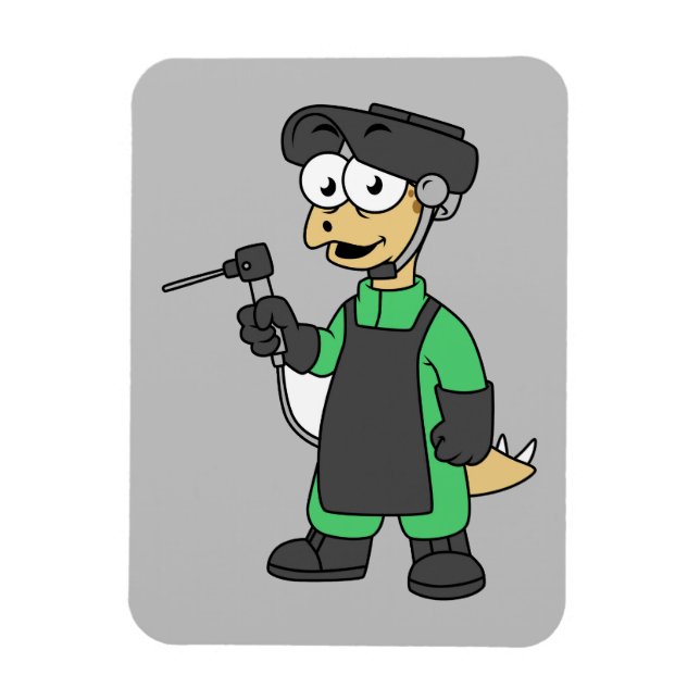 Ímã Ilustração De Um Soldador De Estegossauro. (Vertical)