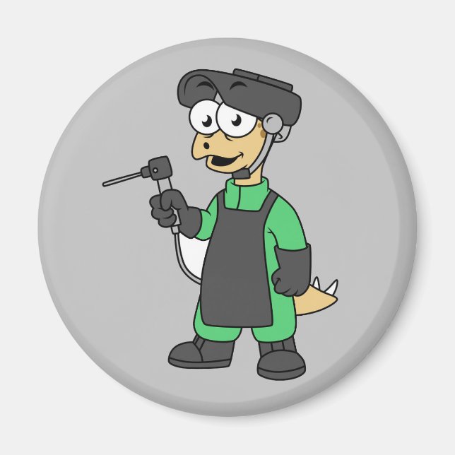 Imã Ilustração De Um Soldador De Estegossauro. (Frente)