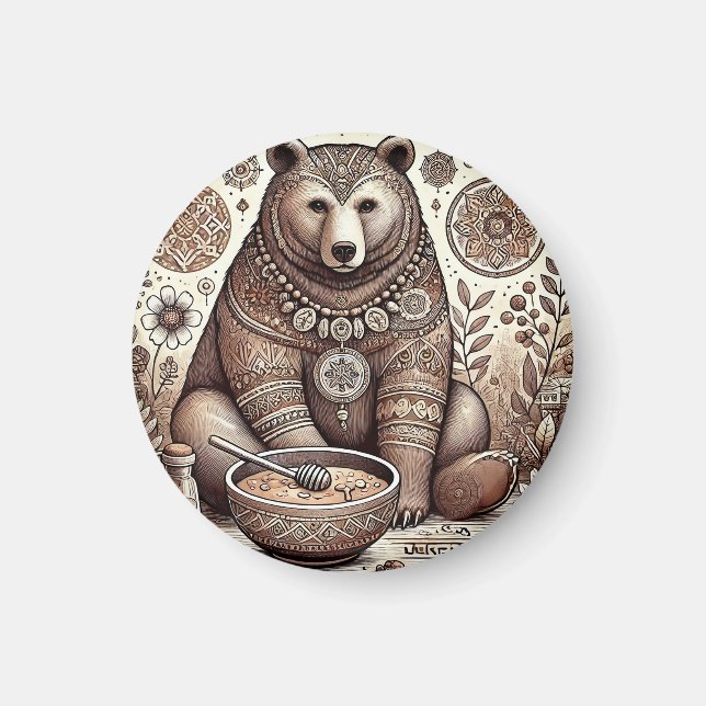 Imã Ilustração de Urso Decorativo (Frente)