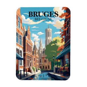 Ímã Ilustração de Viagem Bruges Belgium