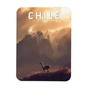 Ímã Ilustração de Viagem Chile Arte Vintage