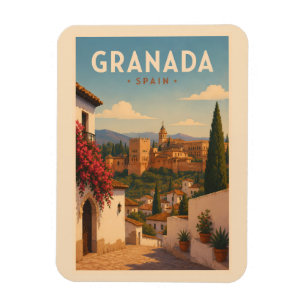 Ímã Ilustração de Viagem da Alhambra Granada Espanha A