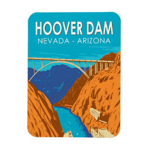 Ímã Ilustração de viagem da Barragem Hoover Arizona Ne