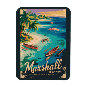 Ímã Ilustração de viagem da costa das Ilhas Marshall A