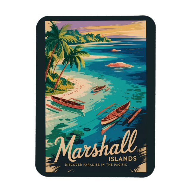 Ímã Ilustração de viagem da costa das Ilhas Marshall A (Vertical)