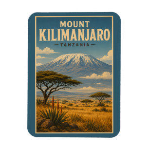 Ímã Ilustração de viagem da Montanha Kilimanjaro Tanzâ