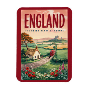 Ímã Ilustração de Viagem da Zona Rural da Inglaterra A