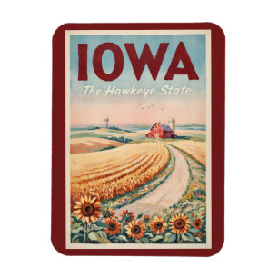Ímã Ilustração de Viagem da Zona Rural de Iowa Arte Vi