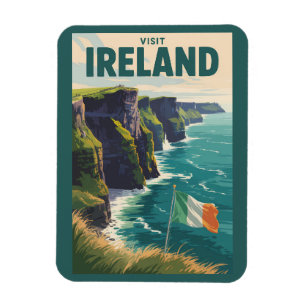 Ímã Ilustração de Viagem das Falésias de Moher Irlanda
