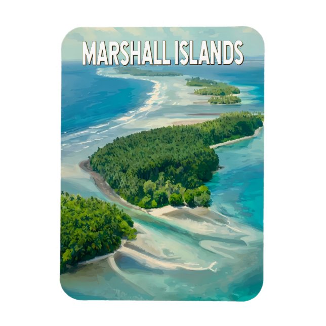 Ímã Ilustração de viagem das Ilhas Marshall Arte Vinta (Vertical)