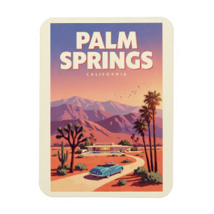 Ímã Ilustração de Viagem de Arte de Palm Springs Calif