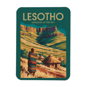 Ímã Ilustração de Viagem de Arte Retro de Drakensberg 