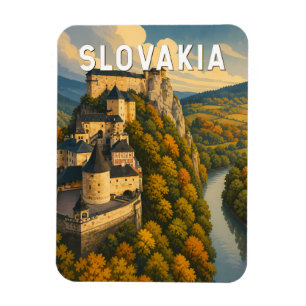 Ímã Ilustração de viagem de arte vintage da Eslováquia