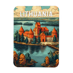 Ímã Ilustração de viagem de arte vintage da Lituânia