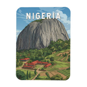 Ímã Ilustração de viagem de arte vintage da Nigéria