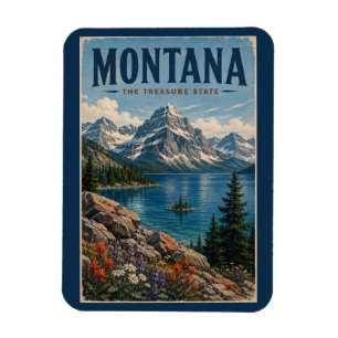 Ímã Ilustração de Viagem de Arte Vintage das Montanhas