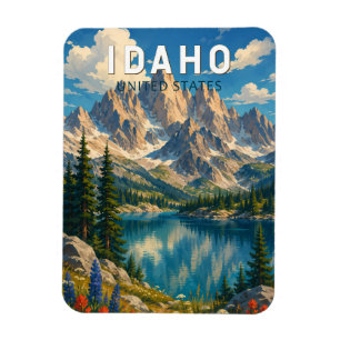 Ímã Ilustração de viagem de arte vintage de Idaho