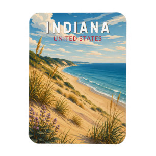 Ímã Ilustração de Viagem de Arte Vintage de Indiana