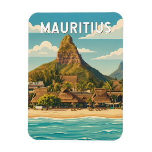 Ímã Ilustração de viagem de arte vintage de Maurício