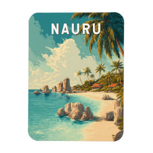 Ímã Ilustração de Viagem de Arte Vintage de Nauru