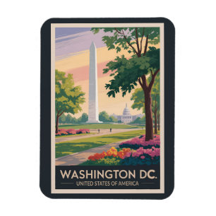 Ímã Ilustração de viagem de arte vintage de Washington
