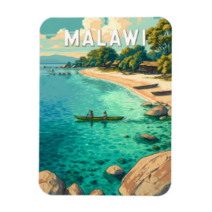 Ímã Ilustração de viagem de arte vintage do Malawi