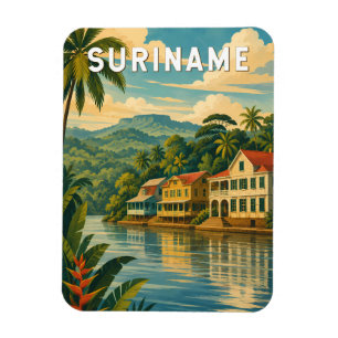 Ímã Ilustração de viagem de arte vintage do Suriname