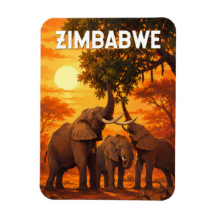 Ímã Ilustração de viagem de arte vintage do Zimbábue