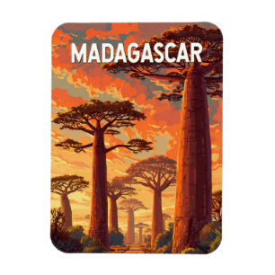Ímã Ilustração de Viagem de Arte Vintage Madagascar
