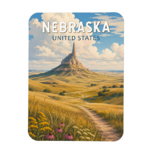 Ímã Ilustração de Viagem de Arte Vintage Nebraska