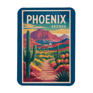Ímã Ilustração de Viagem de Arte Vintage Phoenix Arizo