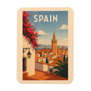Ímã Ilustração de Viagem de Arte Vintage Sevilha Espan