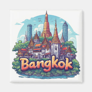 Imã Ilustração de Viagem de Banguecoque com Templos Do