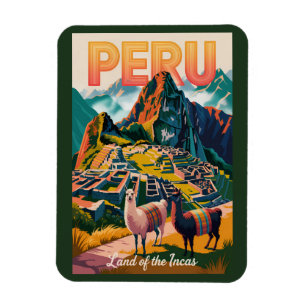 Ímã Ilustração de viagem de Machu Picchu no Peru Arte 