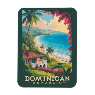 Ímã Ilustração de Viagem de Praia da República Dominic