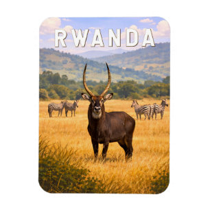 Ímã Ilustração de Viagem de Rwanda Arte Vintage