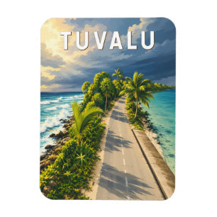 Ímã Ilustração de Viagem de Tuvalu Arte Vintage