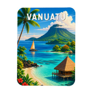 Ímã Ilustração de Viagem de Vanuatu Arte Vintage