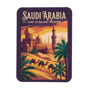 Ímã Ilustração de viagem do deserto da Arábia Saudita