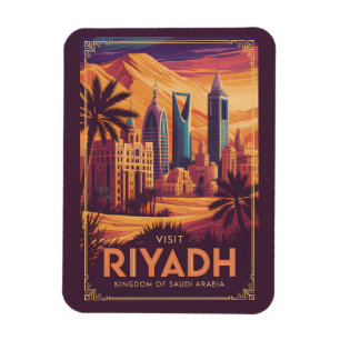 Ímã Ilustração de viagem do deserto da Arábia Saudita