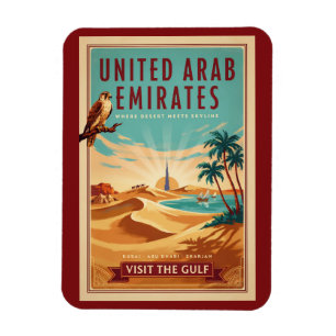 Ímã Ilustração de viagem do deserto de Dubai dos Emira