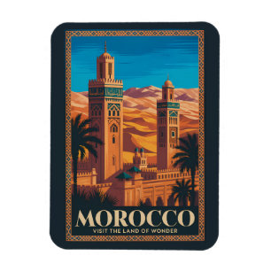 Ímã Ilustração de viagem do deserto de Marrocos Arte V