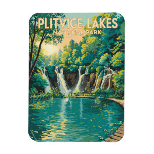 Ímã Ilustração de Viagem do Parque Nacional dos Lagos 
