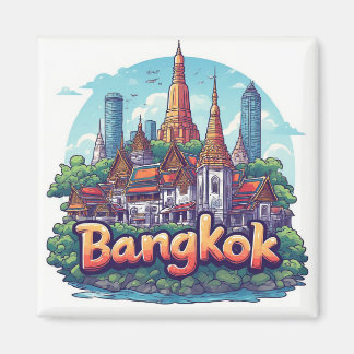 Imã Ilustração de Viagem em Banguecoque com Templos Do
