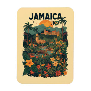 Ímã Ilustração de Viagem Jamaica Estilo Vintage